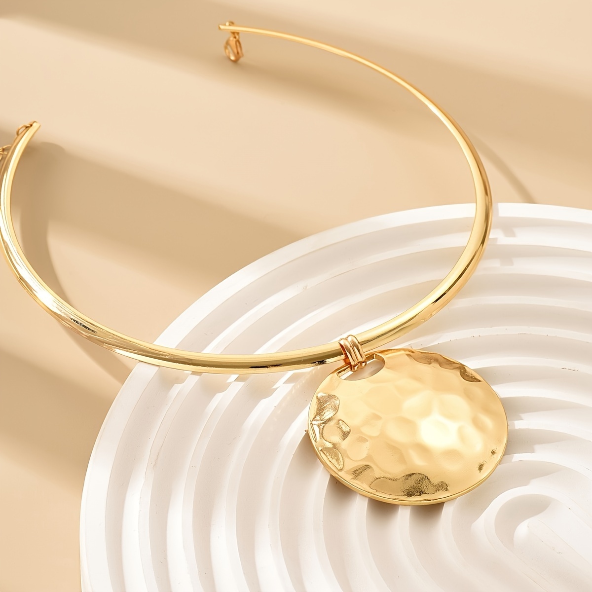 Golden Circular Pendant Necklace